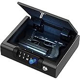 Biometric Gun Safe for Pistols 3-Ways unlock Fingerprint Digital PIN Key Unlock Handgun Safe with Sound, Lock box for Cloakroom living room Bedroom Nightstand and Car BILLCONCH