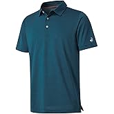 Mens Golf Shirt Moisture Wicking Dry Fit Performance Sport Short Sleeve Striped Golf Polo Shirts for Men