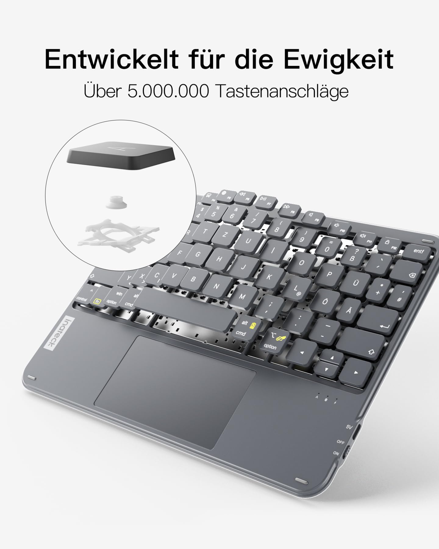 Inateck Tablet Tastatur mit Touchpad, Ultraleichte Tastatur Kabellose QWERTZ Deutsch mit Trackpad, kompatibel mit iPad/Tablet/Windows/Laptop/PC,KB01105 6