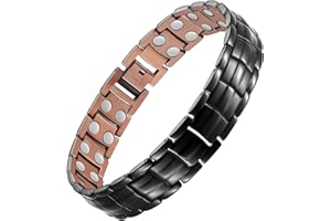 Feraco Men's Copper Magnetic Bracelet for Arthritis Pain Relief Elegant 99.99% Solid Copper Bracelets with Double-Row Strong 