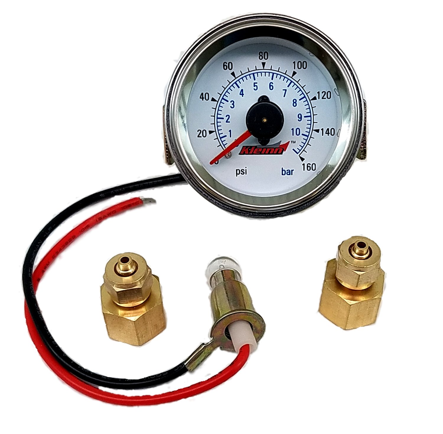 Kleinn Air Horns 1023 Dual Needle 160 PSI Panel-Mount Illuminated Pressure Gauge