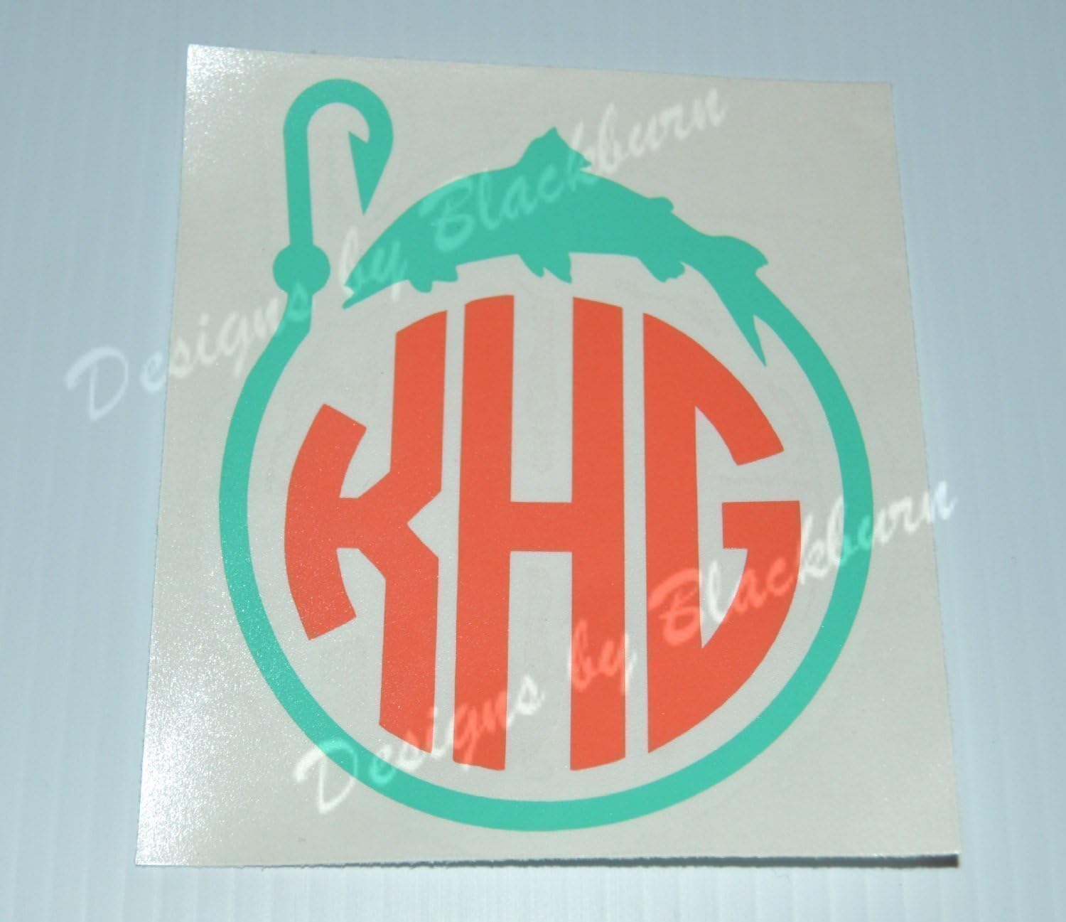 Fishing Monogram Decal Sticker