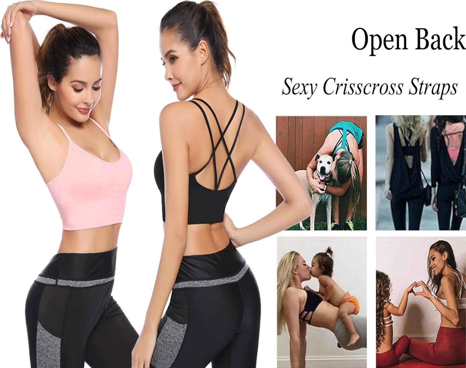 Sykooria 3 Pack Strappy Sports Bra for Women Sexy Crisscross Back for Yoga Running Athletic Gym Workout Fitness Tank Tops at  Women’s Clothing store