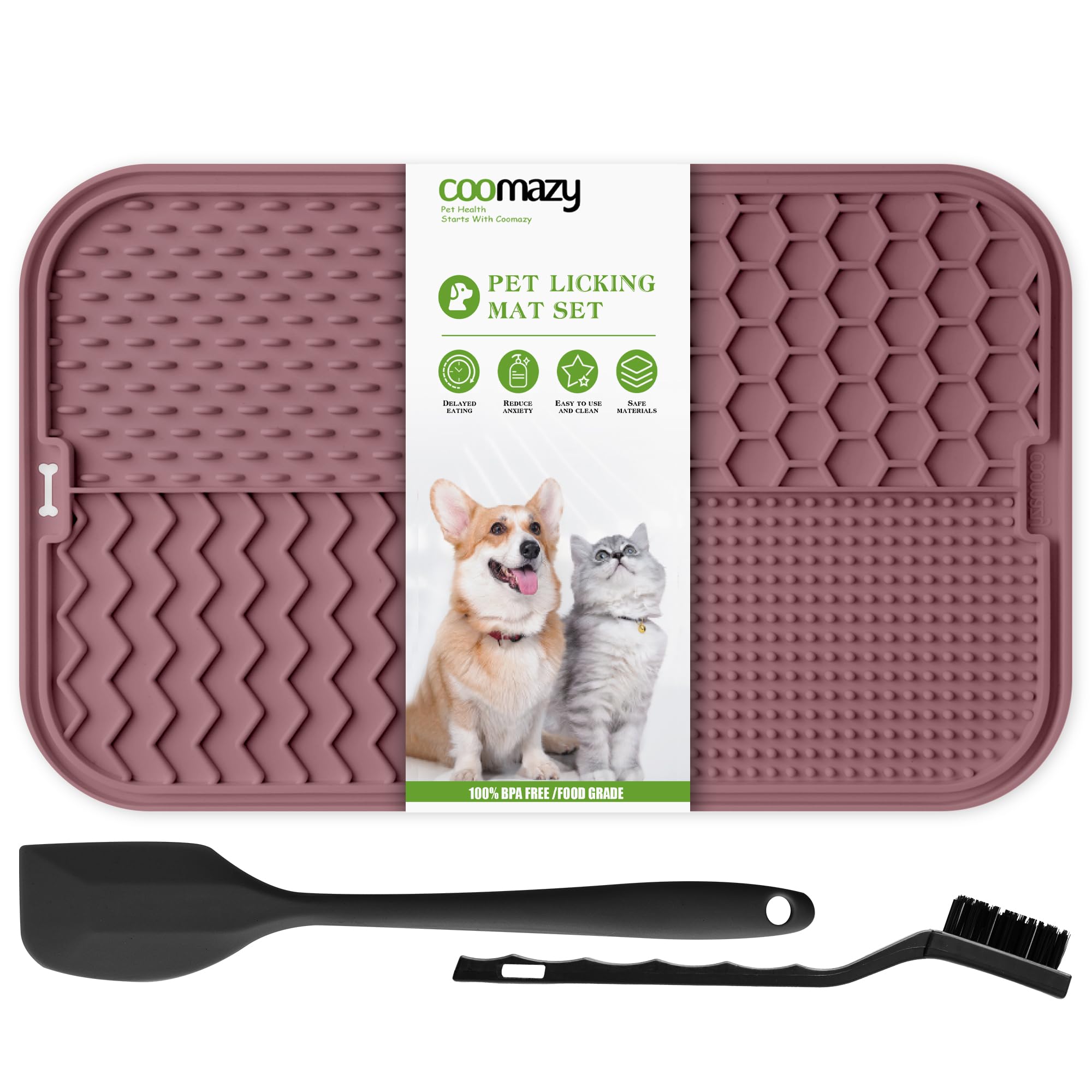 Coomazy Licky Mats for Dogs Large Dog Slow Feeding Lick Mats with Suction Cup Boredom and Anxiety Reducer Lick Mats for Dogs Dark Red