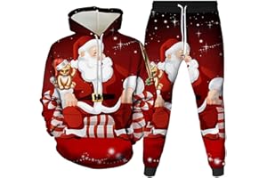 Men’s Christmas Tracksuits 2 Pieces Christmas Outfits Hoodies Casual Sweatsuits Xmas Holiday Graphic Jogging Set