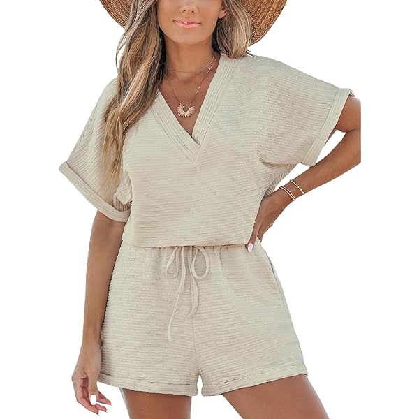 Amazon.com: CUPSHE Women's V Neck Belted Button Romper Sleeveless