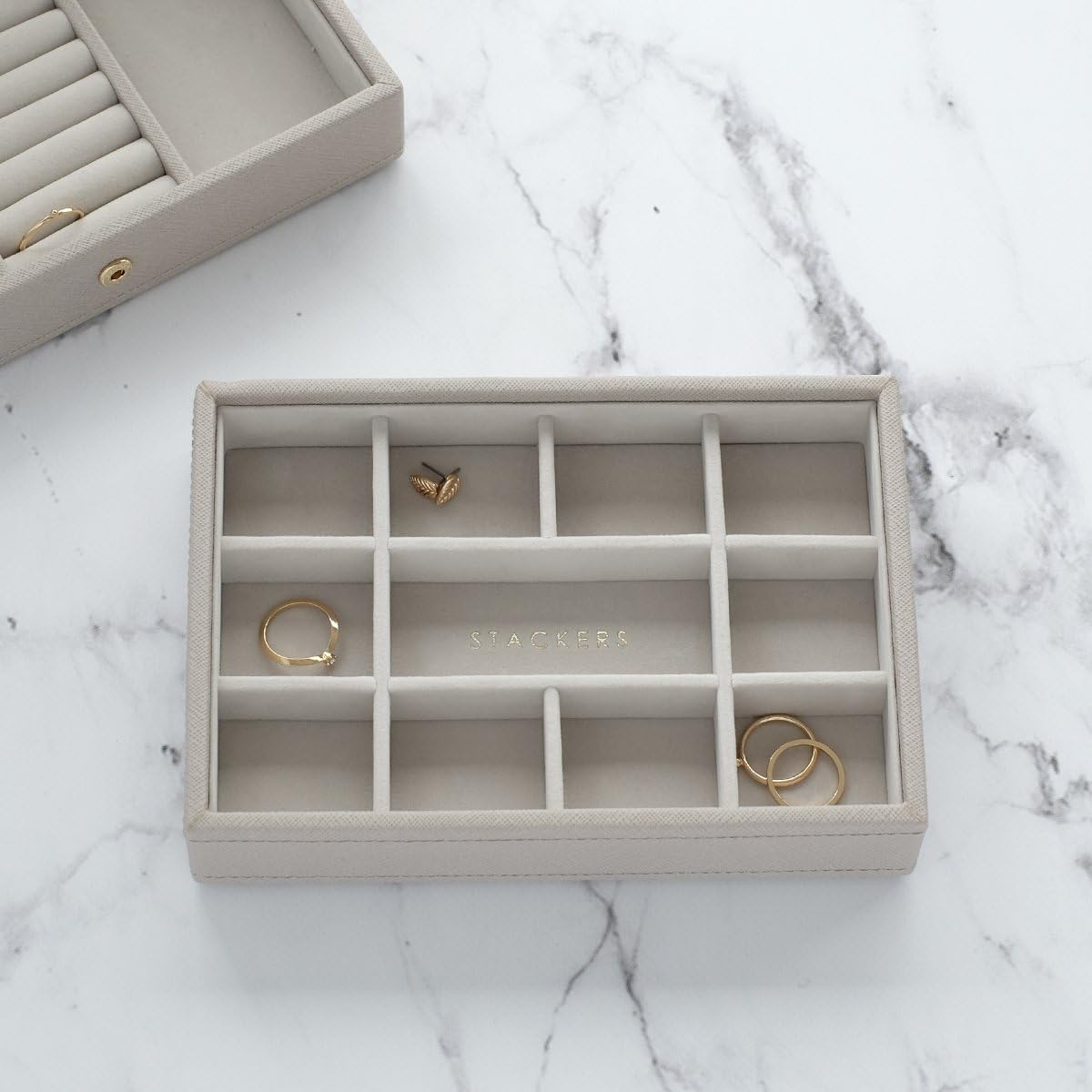 Stackers Taupe Mini Jewellery Box Trinkets Layer, 18 x 3.7 x 12.5 cm - Image 3