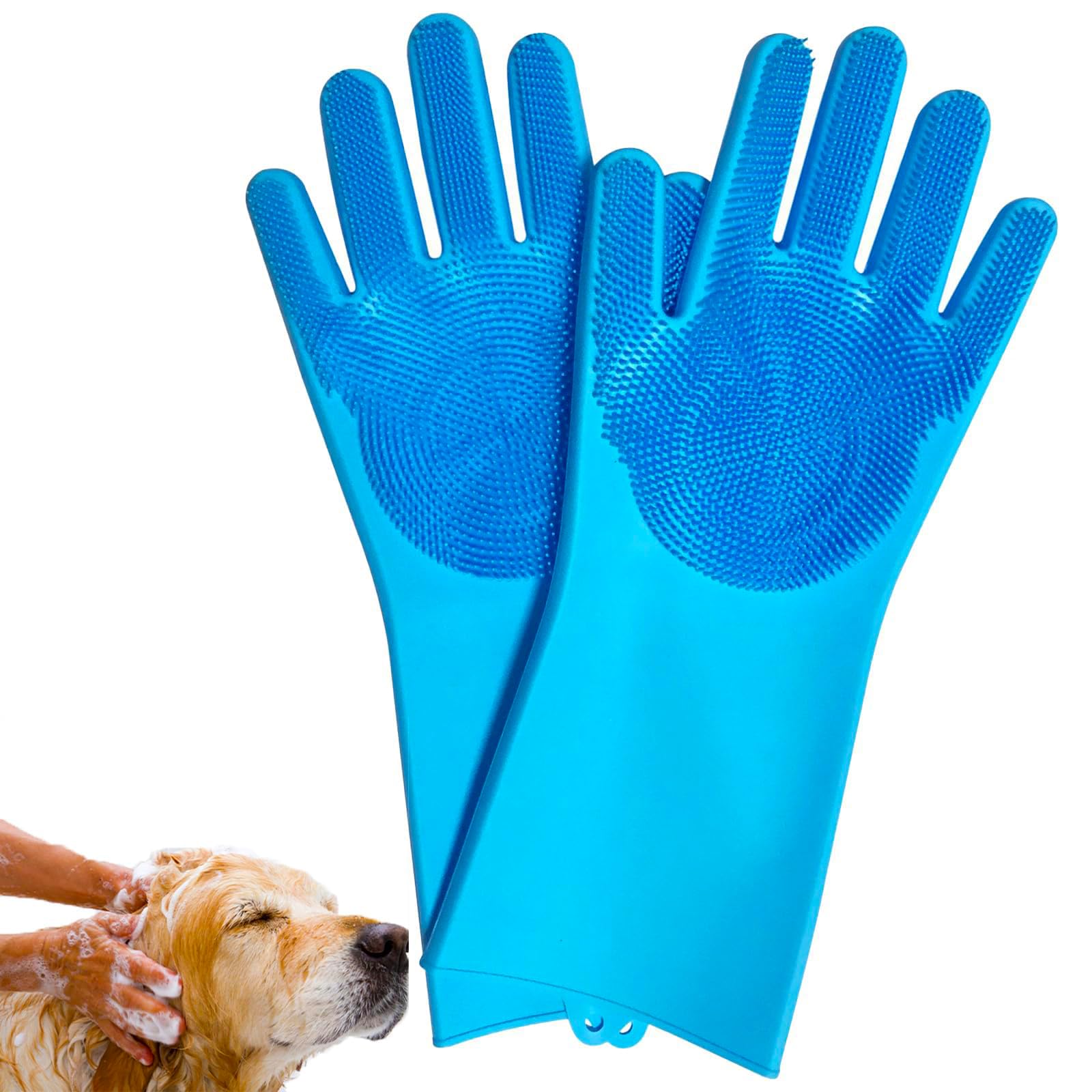 Befrenetic Dog Washing Gloves, Dog Bathing Gloves, Anti Slip and Extended Design, Cat Grooming Glove Suitable for Pets Such as Long Haired Dogs Short Haired Dogs Cats Rabbits