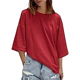 UNCLECAT Womens Oversized Half Sleeve T Shirts Summer Tops Trendy Crew Neck Loose Fit Workout Tee Clothes