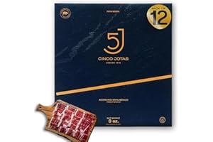 ZENDEU Cinco Jotas Hand-Carved Jamón Ibérico de Bellota | 100% Acorn-Fed Iberian Ham | Authentic Spanish Ham Ibérico - 3 oz Pack of 12 - Traditional Carving Pack