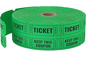 2000 Methdic Green Raffle Tickets (4 Color Selection), Double Roll, Ticket for Events, Entry, Class Reward, Fundraiser & Prizes