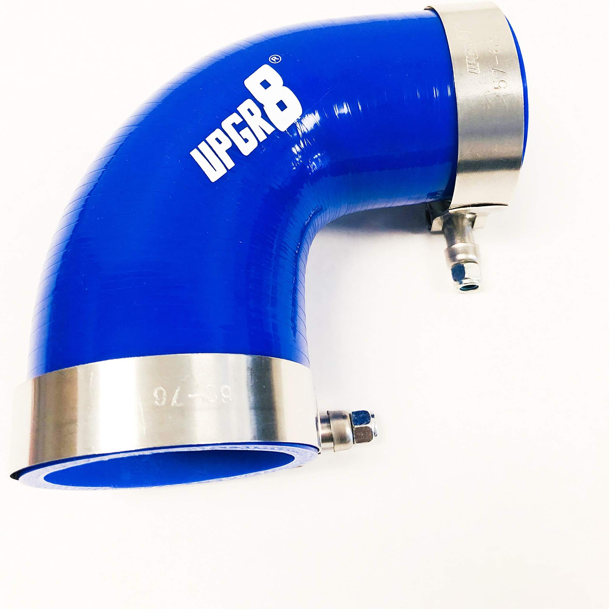 Upgr8 Universal 4-Ply High Performance 2" to 2.5" 90 Degree Elbow Reducer Coupler Silicone Hose 51mm to 63mm + T Bolt Clamp (2" - 2.5" Blue)