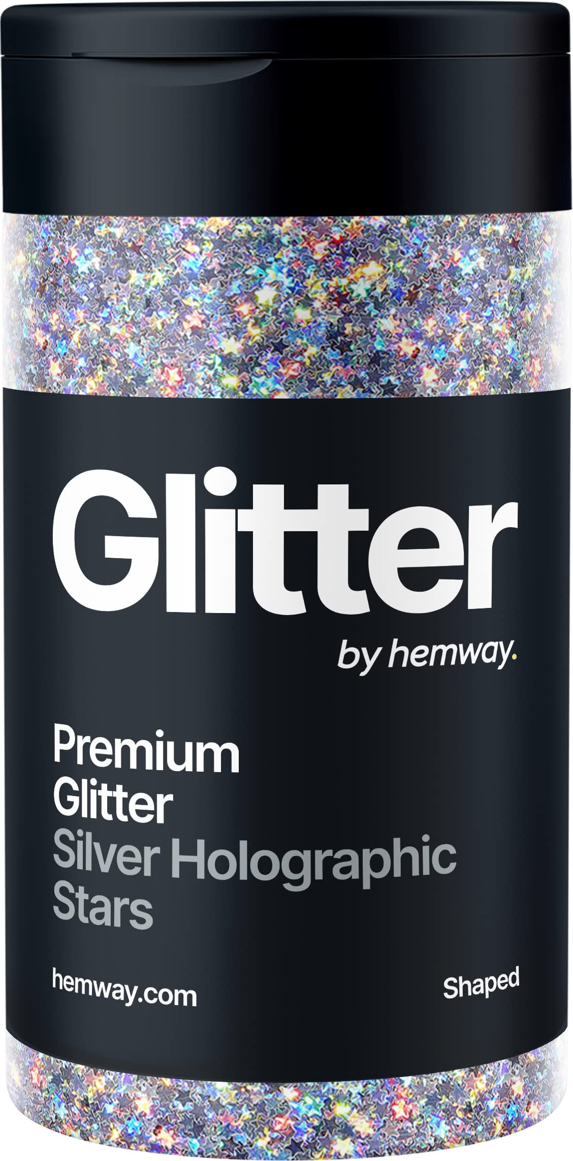 Holographic Silver Stars Glitter Shaker, 130g Glitter, Crafts Metallic Flake Silver Stars Sequins, Resin & Epoxy Crafts, Decorating, Halloween, Christmas Nail, Face, Hemway — image 1