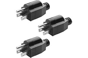HERFAIR Electrical Replacement Plugs Male End Extension Cord 125V 15A 2Pole 3Wire 2 Pole Male Straight Blade Plug Ground Neutral Generator Plug,3 Prong Power Cord 3 Pack