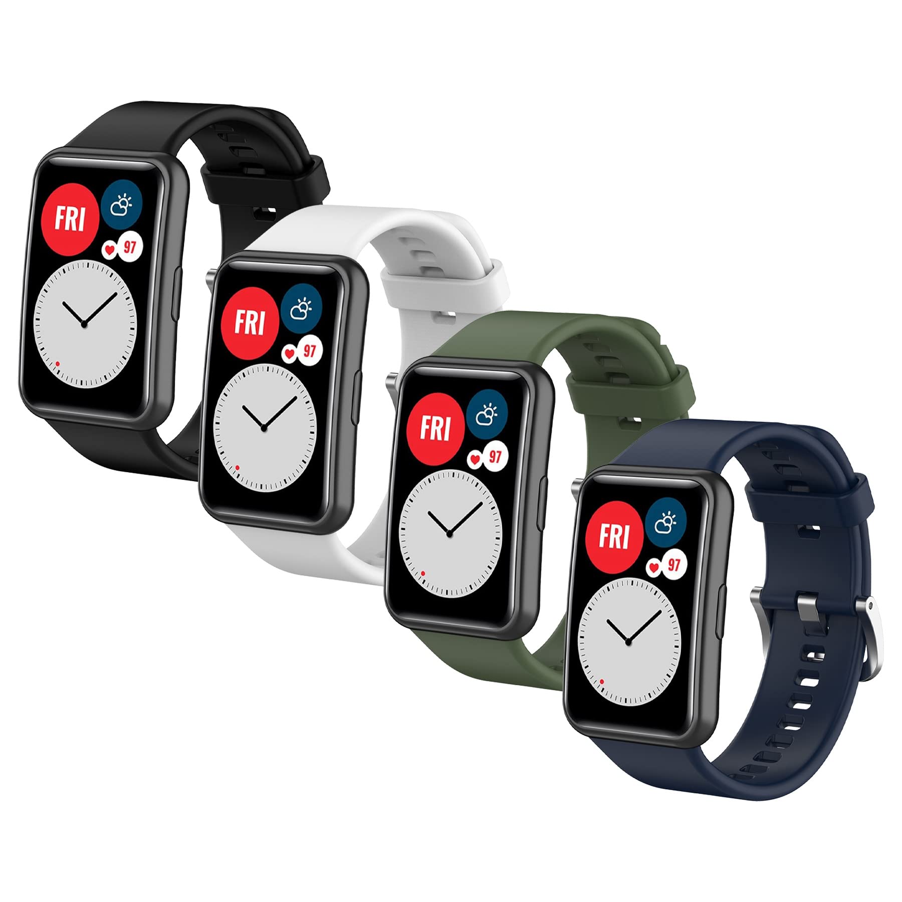 MIJOBS 2 Pieces Straps Compatible with Huawei Watch Fit/Huawei Watch Fit New/Huawei Watch Fit Elegant Multicolored Silicone Strap Replacement for Huawei Watch Fit