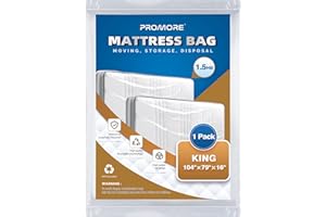 PROMORE King Plastic Mattress Bag for Disposal, Clear Mattress Covers for Moving or Storage, Christmas Tree Removal&Storage Bag (1.5Mil, King Size,104"x79"x16")