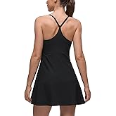 CRZ YOGA Lightweight Drapey Spagheii Straps Tennis Dress for Women - Mini Flowy Golf Outfits with Bras and Short Liner