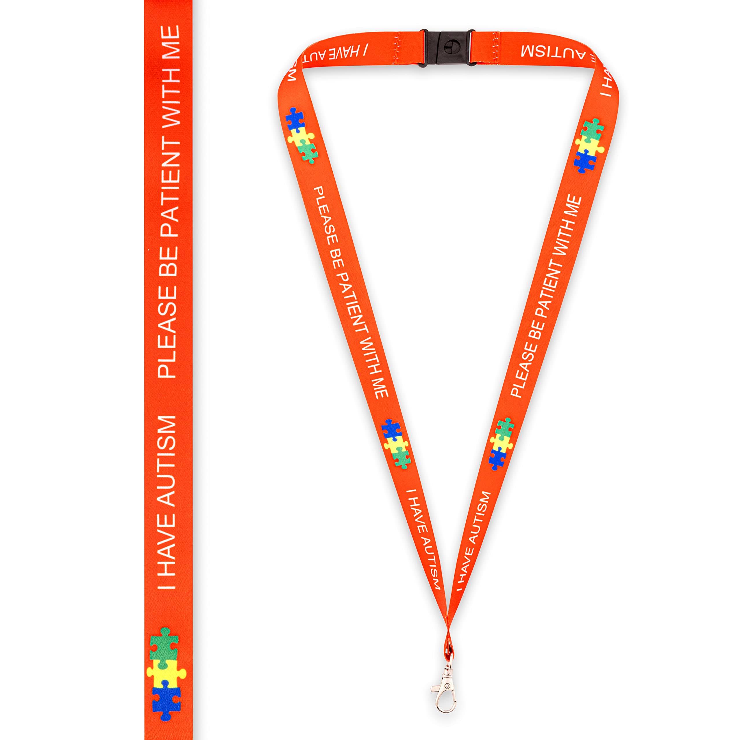 I Have Autism Lanyard – Please Be Patient With Me – Red ASD Awareness Neck Strap with Clip – ID Badge, Holder for Adults and Teens