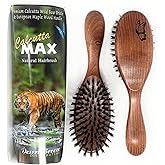 Calcutta Max – 100% Pure Calcutta Extra Stiff Wild Boar Bristle Hair Brush – Best Natural Hair Brush – Thick Hairbrush for Styling & Smoothing – Dark Maple Wood Handle – Made in Europe