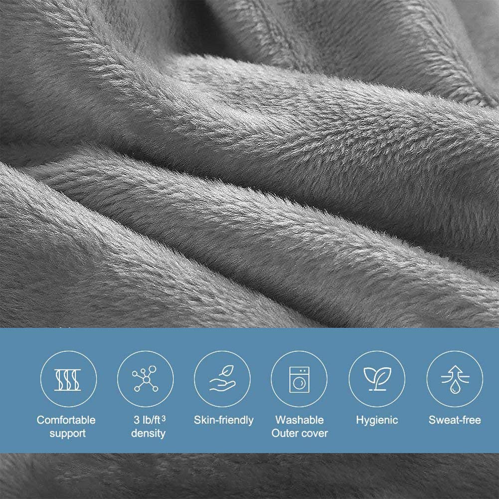 Air Travel Pillow Inflatable Neck Pillow - 2019 Newest Airplane Travel Pillow with Super Soft Velour Cover - Ergonomic Double Humps Head Chin Support Car Pillow Comfortable Space-efficient (Gray)