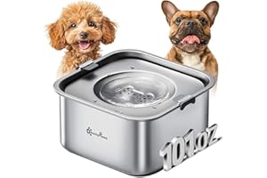 DownyPaws No Spill Water Bowl for Dogs,101oz/3L Stainless Steel Slobber Stopper, No Drip Slow Drinking Dog Water Bowl, No Mess Dog Water Dispenser Spill Proof, Dishwasher Safe, Silver