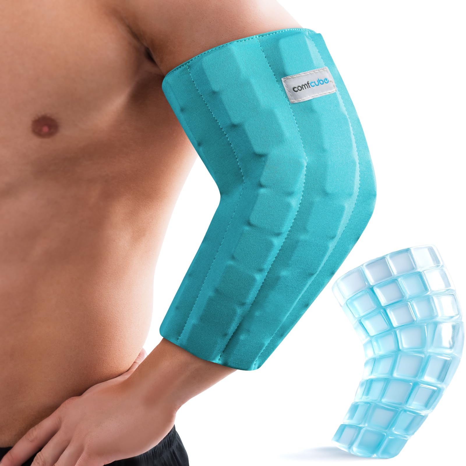 Photo 1 of Comfcube Elbow Ice Pack for Tendonitis & Tennis Elbow, 2 Hours Long Lasting Cold Compression Flexible Ice Pack Wrap Sleeve, Pain Relief for Golfers Arm, Arthritis, Injuries