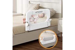 UPGOGO Folding Toddler Bed Rails for Crib,Toddler Bed Guard Rail with Reinforced Anchor Safety System,Bed Rail for Kids Fit,Bunk,Full Size,Queen,King,Twin(White,33"x23.6")