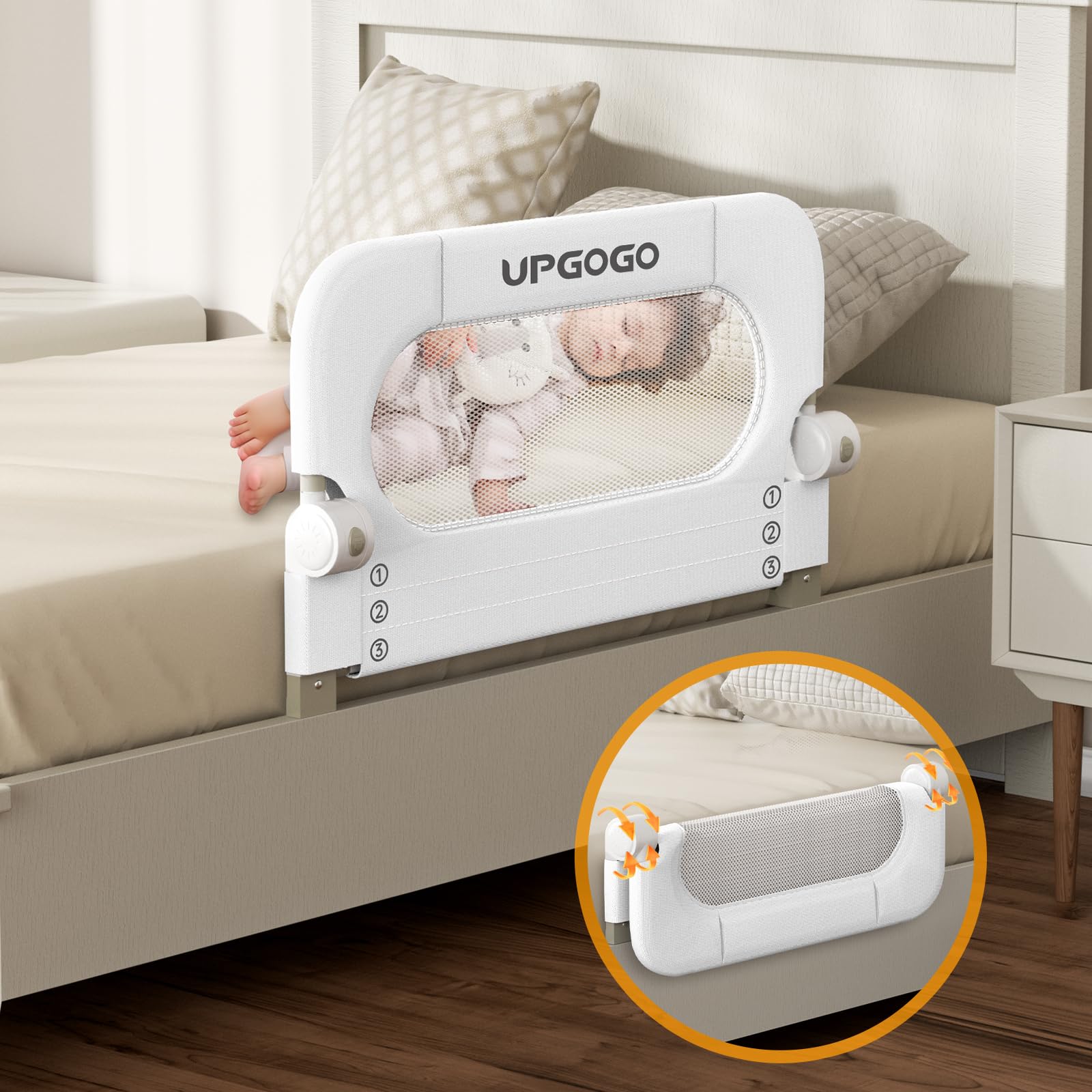 UPGOGO Folding Toddler Bed Rails for Crib,Toddler