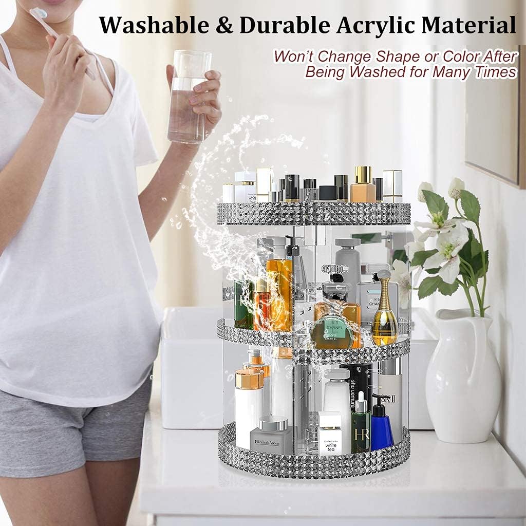 Awenia Makeup Organizer 360-Degree Rotating, Adjustable Makeup Storage, 7 Layers Large Capacity Cosmetic Storage Unit, Fits Different Types of Cosmetics and Accessories, Plus Size (Gray): Home & Kitchen