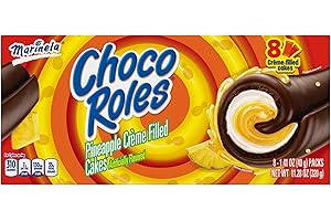 Marinela Choco Roles Pineapple and Crème Filled Snack Cakes with Chocolate Coating | Artificially Flavored | 1 pack (8 count)