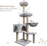 HOMIDEC Cat Tree 145cm Multi-Level Scratching Post Sisal Rope Climbing Tower view 5