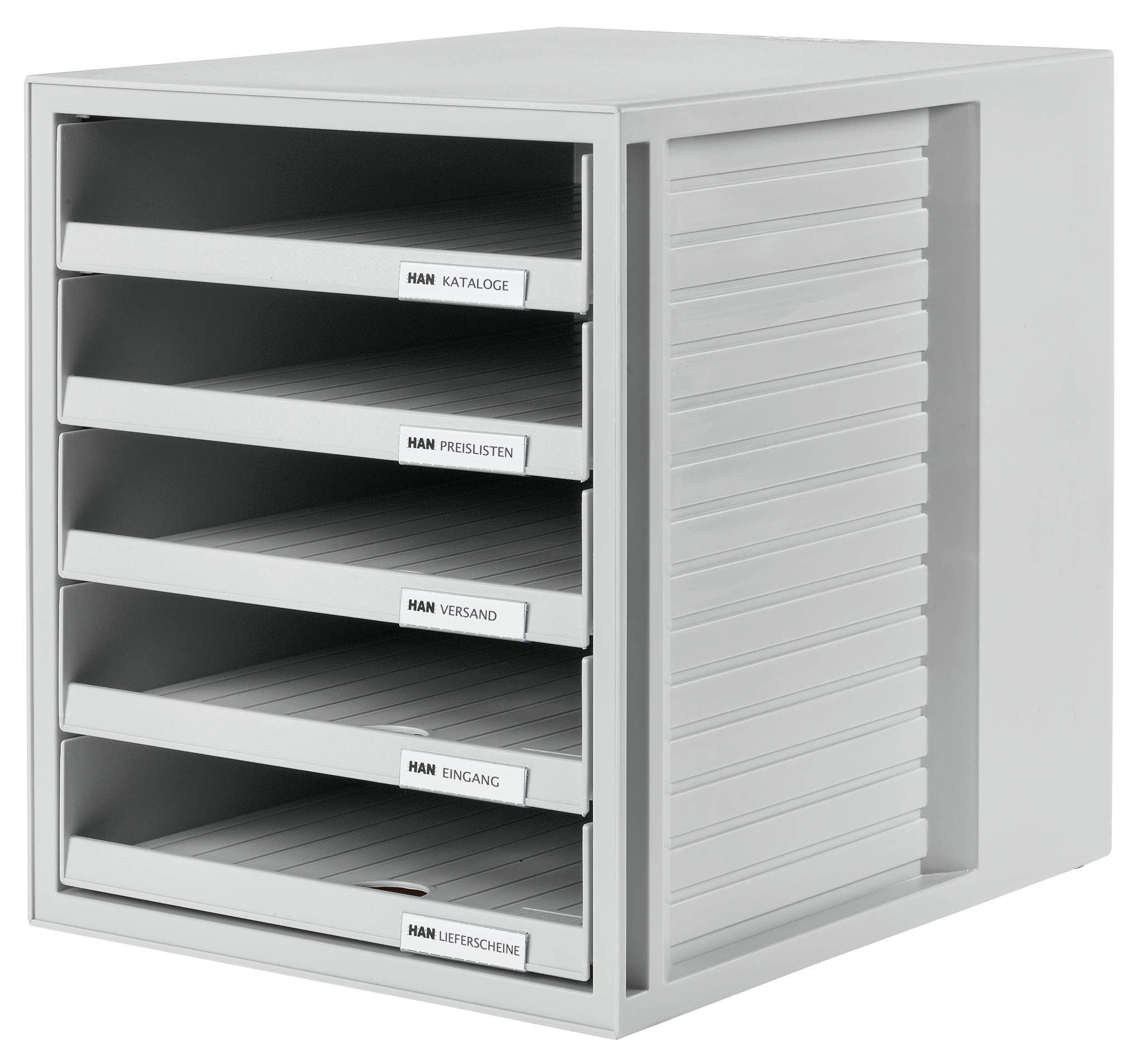 HAN 1401-11, SCHRANK-SET Drawer set . Innovative, attractive design with 5 open drawers, light-grey