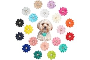 Yxiang Dog Collar Flowers Bulk Pet Flower Bow Ties Multi-Color Dog Charms Flower for Cat Puppy Dog Collar Grooming Accessories