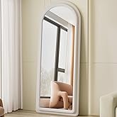 ZMYCZ Floor Mirror, Full Length Mirror with Stand, 63"x24" Freestanding Arched Mirror Full Length Hanging or Leaning, Wall Mounted Mirrors with Flannel Frame, Large Mirrors for Bedroom (White)