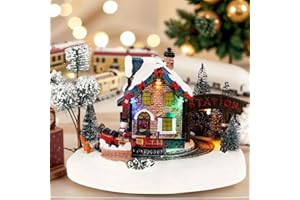 innodept12 Christmas Lane Animated Snow Village - Santas Wonderland House with Moving Train with Music Update