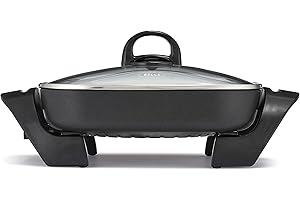 bella Electric Skillet and Frying Pan with Glass Lid, Nonstick Coating, Cool Touch Handles, Removable Heating Probe, Dishwash