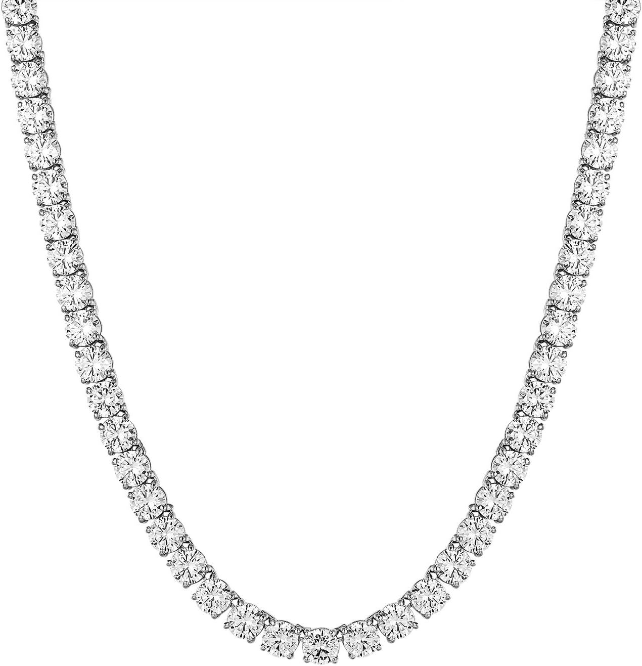 Master Of Bling 24" Tennis Necklace Men Women Lab Diamonds 1 Row 8mmm Chain White Gold Finish