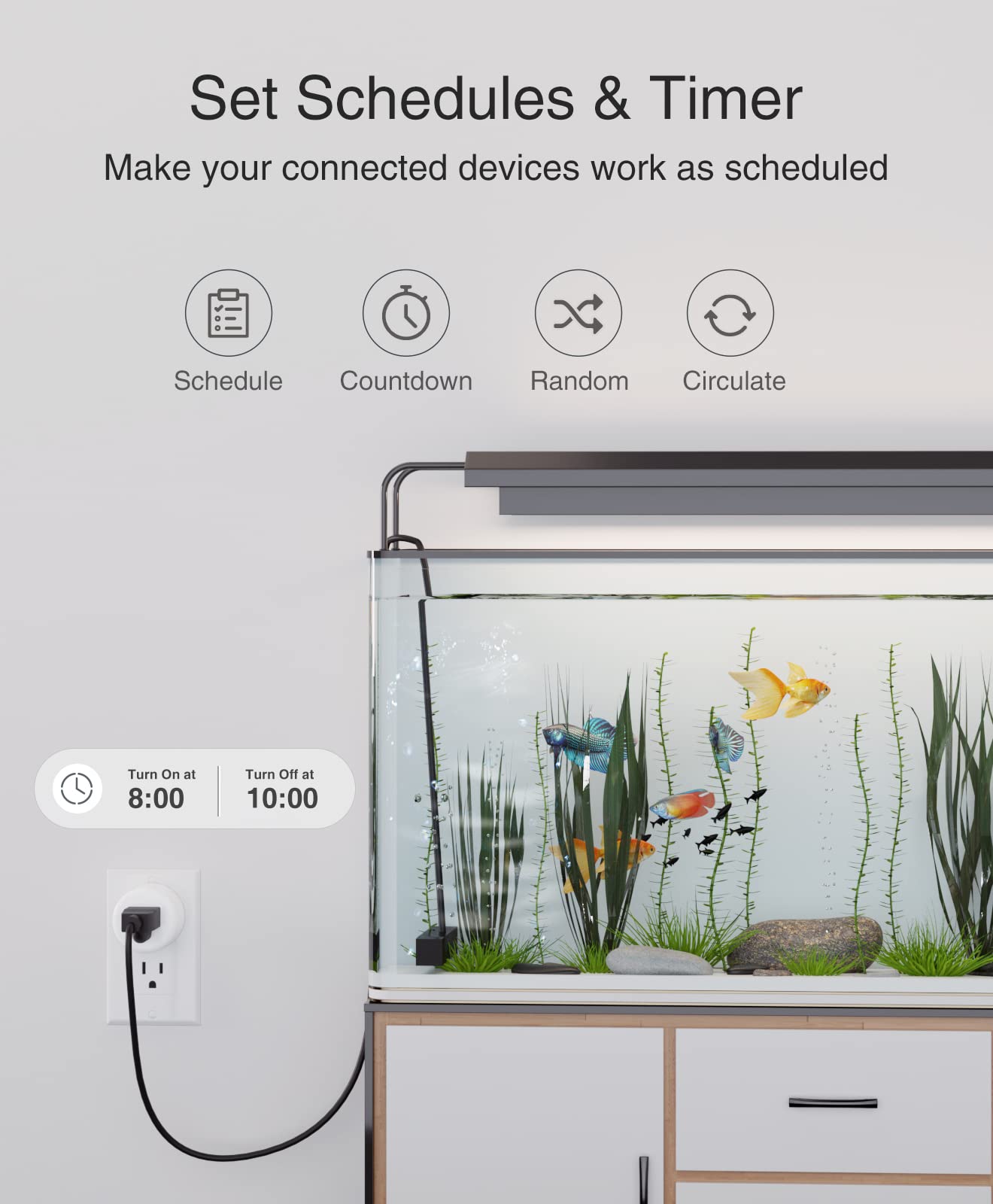 GHome Smart Mini Smart Plug Works with Alexa and Google Home, WiFi Smart Outlet Socket Remote Control Timer Function, Only 2.4GHz Network, No Hub Required, ETL FCC Listed, White - View 4