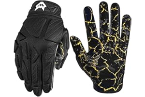 WVVOU Padded Football Gloves, Sticky Padded Receiver Gloves,Football Lineman Gloves