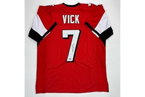 HOFSM.COM HALL OF FAME SPORTS MEMORABILIA Facsimile Autographed Michael Mike Vick Atlanta Red Reprint Laser Auto Football Jersey Size Men's XL