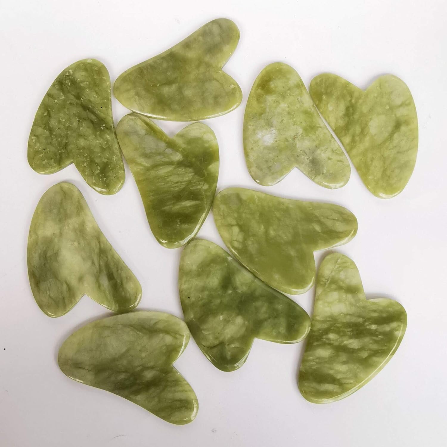 Loveliome Scraping Facial Massage Tools, Crystal Jade Guasha Stone Board for SPA Acupuncture Therapy Trigger Point Treatment(Green Jade) : Beauty