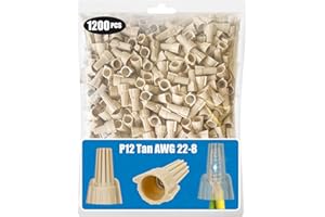 ZHEJIBBANG 1200 PCS Winged Tan Wire Nuts 12 Gauge for 22-8 AWG, HSP12 Easy Twist-On and Easy Screw On Wire Connectors Ribbed Cap for Quick Connect Electrical Wiring,Heavy Duty Screw Terminals with Metal Spring