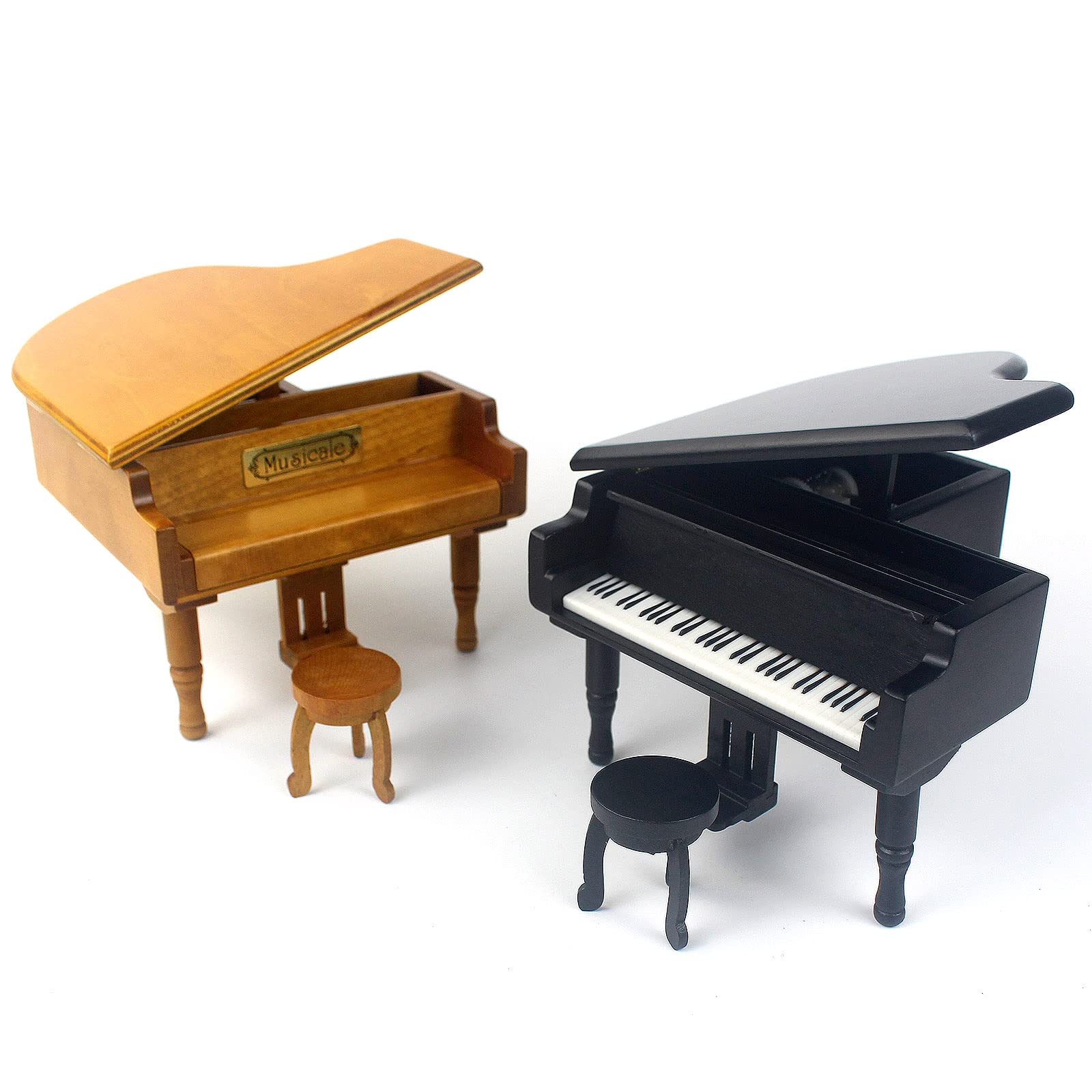 Sinzyo Wooden Black Piano My Neighbor Totoro Shaped Music Box with Stool Creative Birthday Gift for Valentine's Day