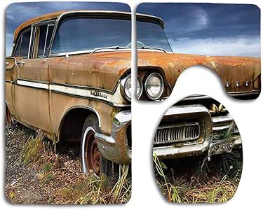 Pintoresco paisaje rural con juego de fundas de asiento de inodoro