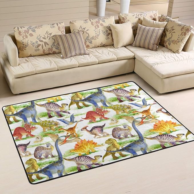 Cute Dinosaurs Small Area Rugs 2x3 Colorful Modern Area Rug for Living Room Bedroom Machine