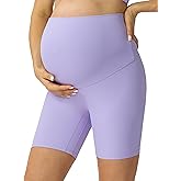 POSHDIVAH Ribbed Maternity Biker Shorts Over The Belly for Women - 5"/8" Buttery Soft Pregnancy Workout Athletic Short