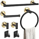 Coddlecove 7 Pcs Bathroom Hardware Accessory Set, Stainless Steel Towel Racks for Bathroom, Black and Gold Bathroom Accessories,Modern Luxury Bathroom Towel Holder & Toilet Paper Holder