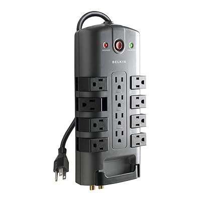 Belkin 12-Outlet Pivot-Plug Power Strip Surge Protector, 8ft Cord(4,320 Joules)