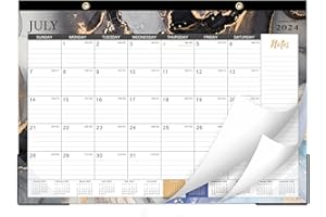 LEMOME HOME 2024-2025 Desk Calendar - Desk Calendar 2024-2025,18 Monthly Desk/Wall Calendar, 17" x 12", Jul. 2024 - Dec. 2025, Thick Paper with Corner Protectors, Large Ruled Blocks - Black Waterink