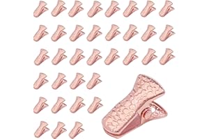 YUCHIYA 35 Pack Mini Metal Alligator Clips for Crafts Non-slip Silicone-coated Retro DIY Badge Clips Small Clips (Rose Gold)